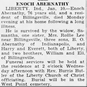 Obituary for ABERNATHY ENOCH